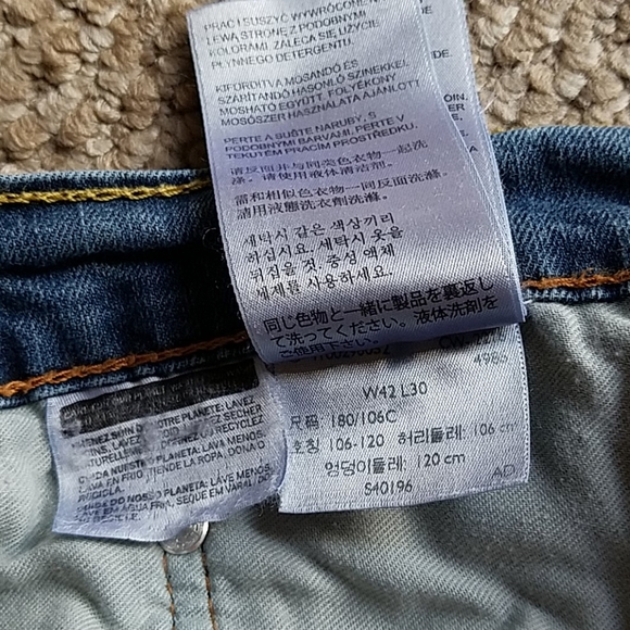 42 x 30 Levi's 559 Original Blue Jeans Strauss Zipper Rive - Picture 7 of 8